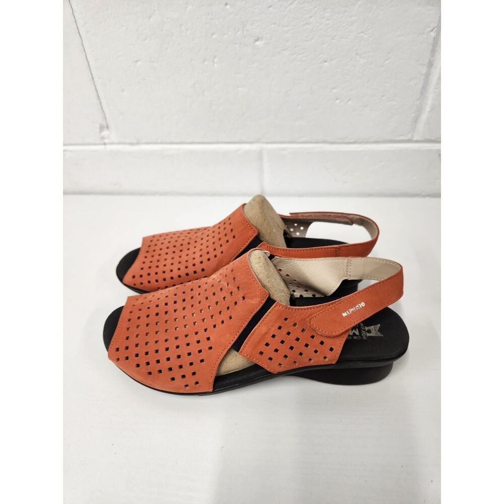 Mephisto Women's Polka Sandals Terracotta, Size 40 (US 10) Nubuck Leather, Wedge